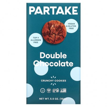 Partake, Crunchy Cookies, Double Chocolate, 5.5 oz (156 g)