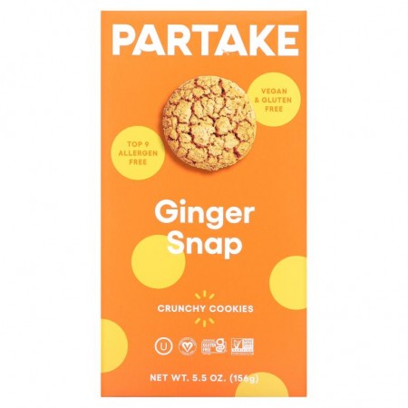 Partake, Crunchy Cookies, Ginger Snap, 5.5 oz (156 g)