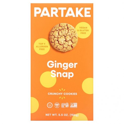 Partake, Crunchy Cookies, Ginger Snap, 5.5 oz (156 g)