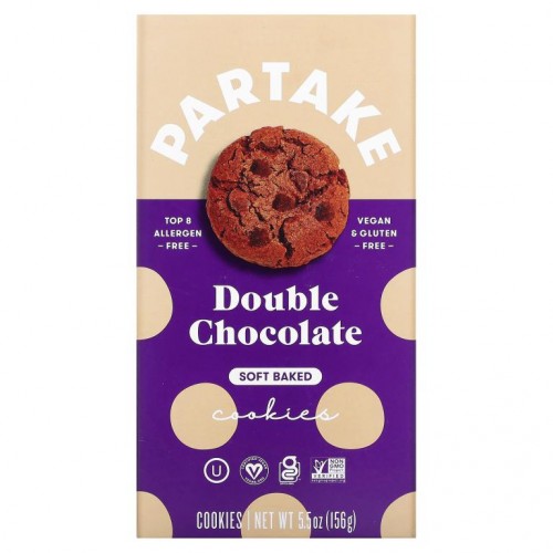 Partake, Soft Baked Cookies, Double Chocolate, 5.5 oz (156 g)