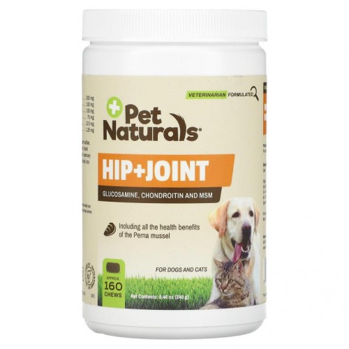 Pet Naturals of Vermont, 힙 플러스 조인트, 반려견 및 반려묘용, 츄어블 160정, 240g(8.46oz)