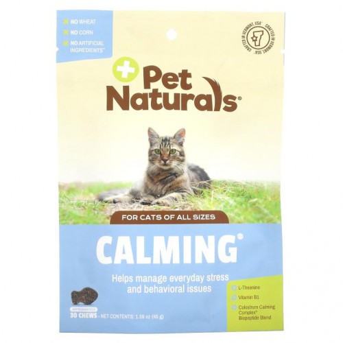 Pet Naturals of Vermont, 진정효과, 반려묘 전용, 츄어블 30개, 1.59 oz (45 g)