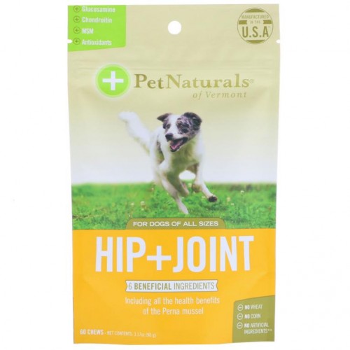 Pet Naturals of Vermont, 힙 + 조인트, 모든 크기의 반려견, 츄 60개입, 90g(3.17oz)