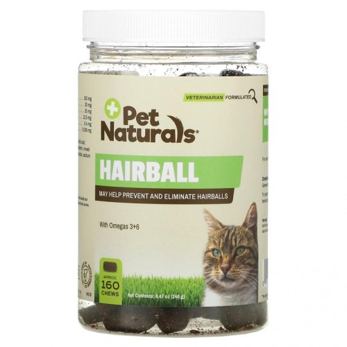 Pet Naturals of Vermont, 고양이 헤어볼, 160 츄어블 정