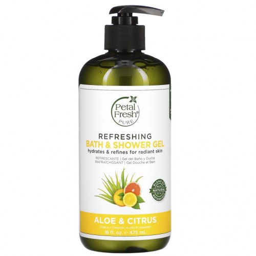 Petal Fresh, 퓨어, 리프레싱 배스 & 샤워 젤, 알로에 & 시트러스, 475ml(16fl oz)