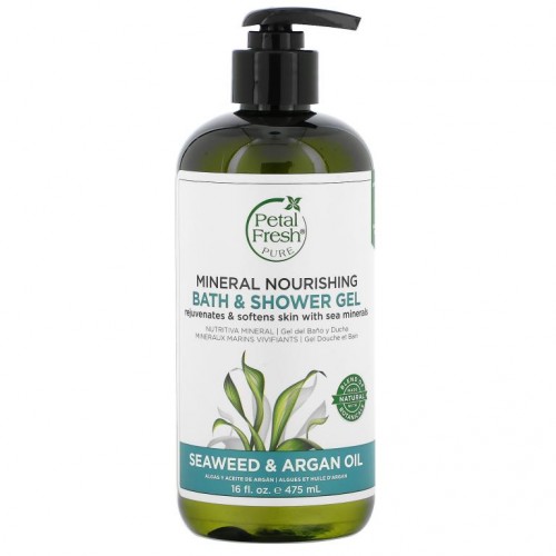 Petal Fresh, Pure, 미네랄 너리싱 목욕 & 샤워 젤, 해초 & 아르간 오일, 16 fl oz (475 ml)