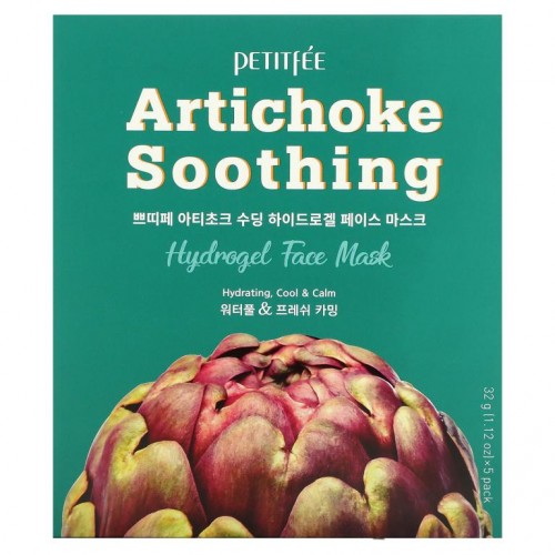 Petitfee, 아티초크 수딩, 하이드로젤 뷰티 페이스 마스크, 5매, 32g(1.12oz)