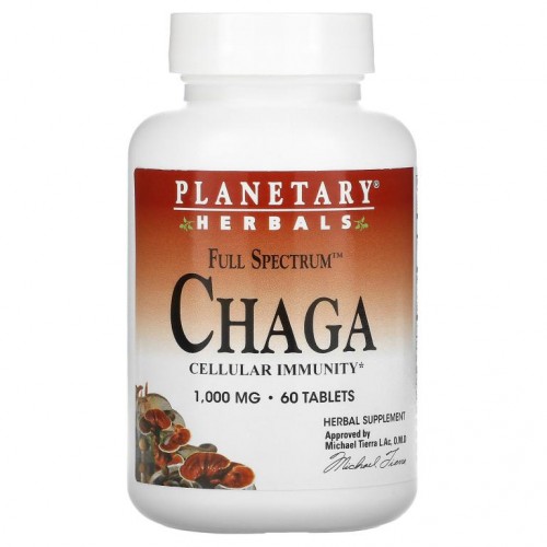 Planetary Herbals, 풀 스펙트럼, 차가 버섯, 1,000 mg, 60 타블렛