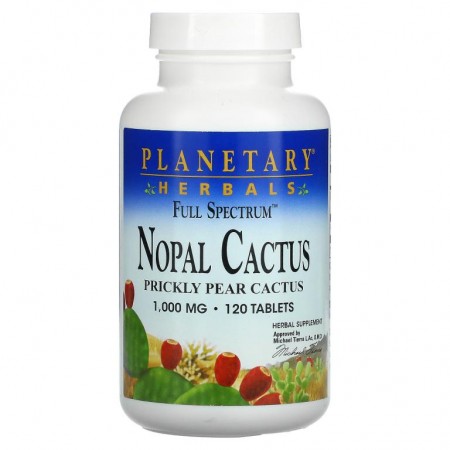 Planetary Herbals, 풀 스펙트럼 노팔 선인장, 1,000mg, 120정