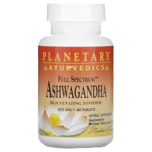 Planetary Herbals, 아유르베다, Full Spectrum 아슈와간다, 570mg, 60정