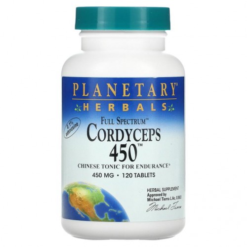 Planetary Herbals, 동충하초 450, 풀 스펙트럼, 450 밀리그램, 120 정