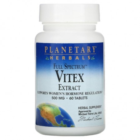 Planetary Herbals, Full Spectrum, 바이텍스 추출물, 500mg, 60정