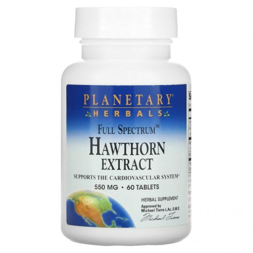 Planetary Herbals, Full Spectrum, 산사나무 추출물, 550mg, 60정