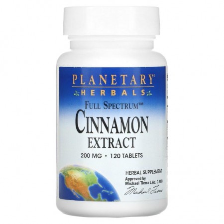 Planetary Herbals, Full Spectrum 계피 추출물, 200mg, 120정