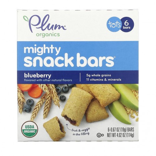 Plum Organics, Mighty Snack Bars, 유아용, 블랙베리, 바 6개, 개당 19g(0.67oz)