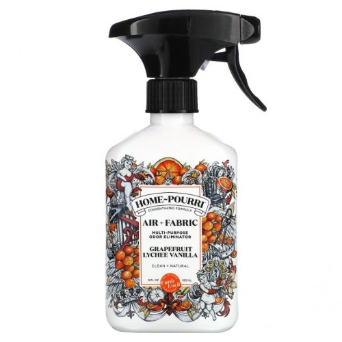 Poo-Pourri, Home-Pourri, 공기 정화 + 섬유 탈취, 다용도 악취 제거제, 자몽 리치 바닐라, 325ml(11fl oz)