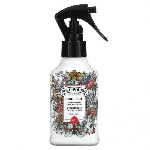 Poo-Pourri, Sole-Pourri, 신발 + 발, 악취 제거제, 삼나무 유칼립투스, 100ml(3.4fl oz)