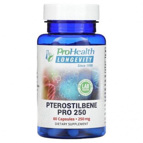 ProHealth Longevity, 프테로스틸벤 프로 250, 250mg, 캡슐 60정