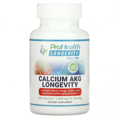 ProHealth Longevity, 칼슘 AKG 장수, 1,000mg, 캡슐 60정