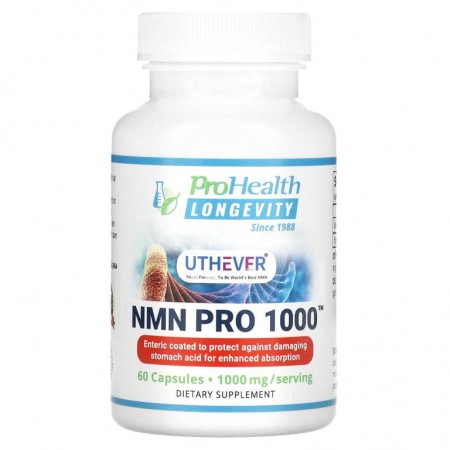 ProHealth Longevity, Uthever, NMN Pro 1,000, 500mg, 캡슐 60정