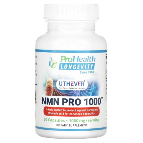 ProHealth Longevity, Uthever, NMN Pro 1,000, 500mg, 캡슐 60정