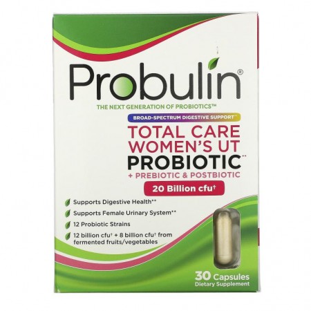 Probulin, 토탈 케어 우먼스 UT 프로바이오틱, 200억 CFU, 캡슐 30정