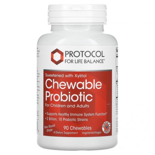 Protocol for Life Balance, 츄어블 프로바이오틱, 어린이 및 성인용, 20억, 츄어블 90정
