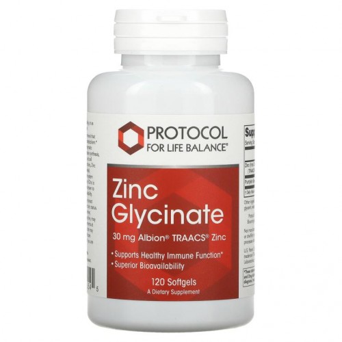 Protocol for Life Balance, 아연 글리신산, 30mg, 소프트젤 120정