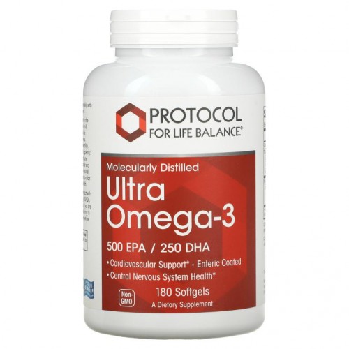 Protocol for Life Balance, 분자 증류 울트라 오메가3, 500EPA/250DHA, 소프트젤 180정