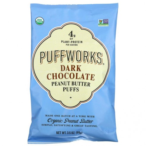 Puffworks, 피넛버터 퍼프, 다크 초콜릿, 99g(3.5oz)