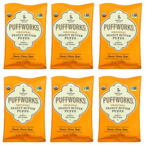Puffworks, Peanut Butter Puffs, Original, 6 Pack, 1.2 oz (34 g) Each