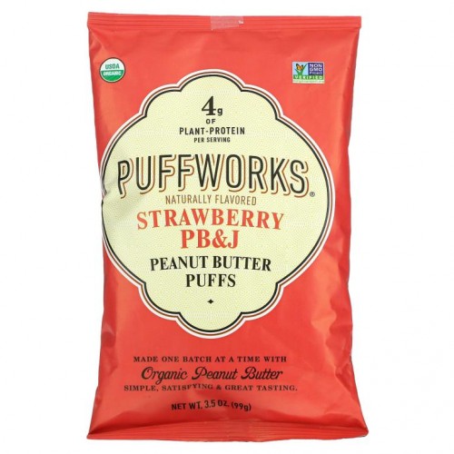 Puffworks, Peanut Butter Puffs, Strawberry PB&J, 3.5 oz (99 g)