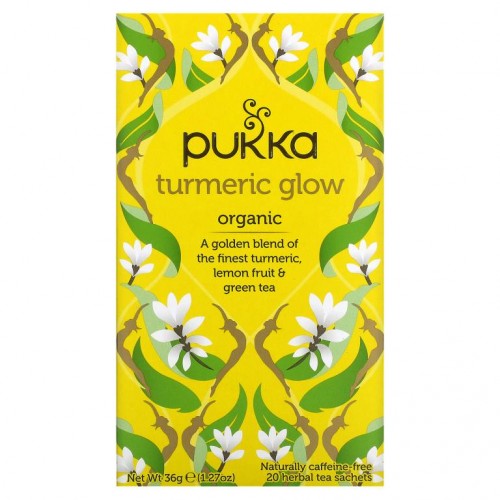 Pukka Herbs, 유기농 허브차, 강황 글로우, 카페인 무함유, 티백 20개, 각 1.8g(0.06oz)