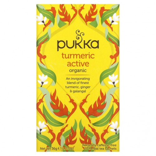 Pukka Herbs, 오가닉 터메릭 액티브, 카페인 무함유, 허브 티백 20개, 36g(1.27oz)