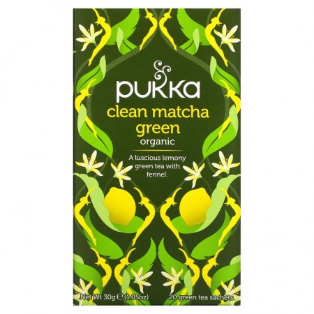 Pukka Herbs, 클린 말차 그린, 녹차 티백 20개, 각 1.5g(0.05oz)