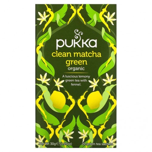 Pukka Herbs, 클린 말차 그린, 녹차 티백 20개, 각 1.5g(0.05oz)