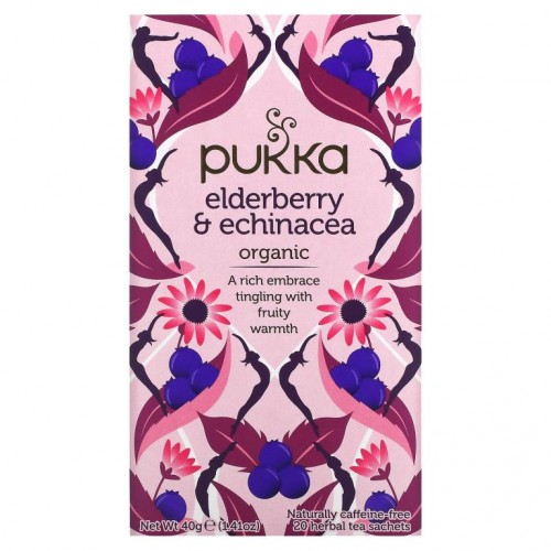 Pukka Herbs, 엘더베리 및 에키네시아, 과일차 티백 20개, 40g(1.41oz)