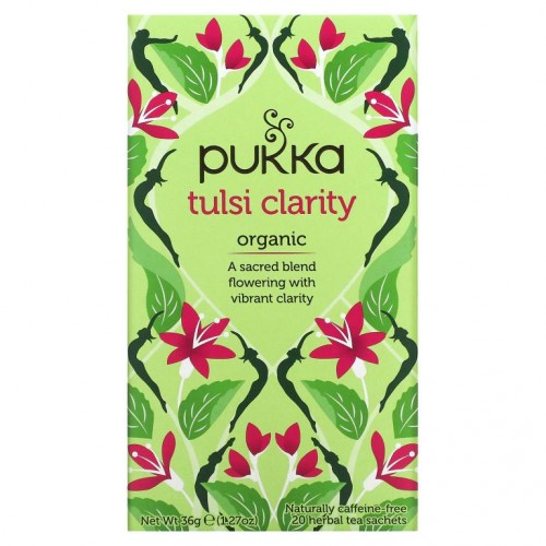 Pukka Herbs, Organic Tulsi Clarity, Caffeine-Free, 20 Herbal Tea Sachets, 1.27 oz (36 g)