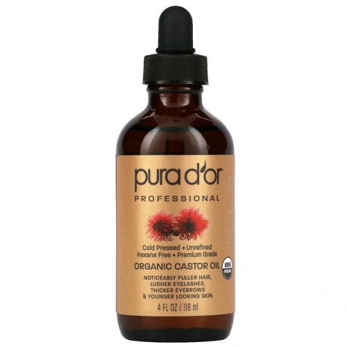 Pura D'or, 프로페셔널, 유기농 캐스터 오일, 118ml(4fl oz)