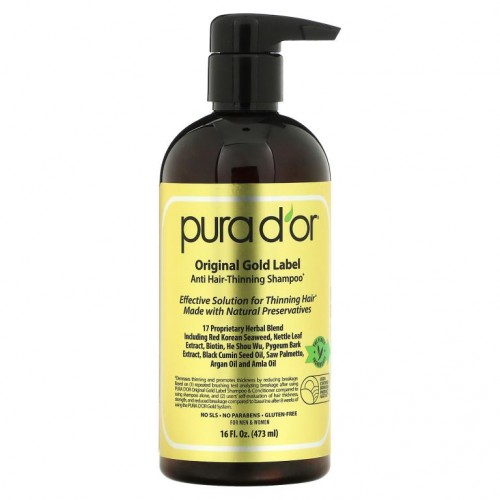 Pura D'or, 가는 모발 방지 샴푸, 473ml(16fl oz)