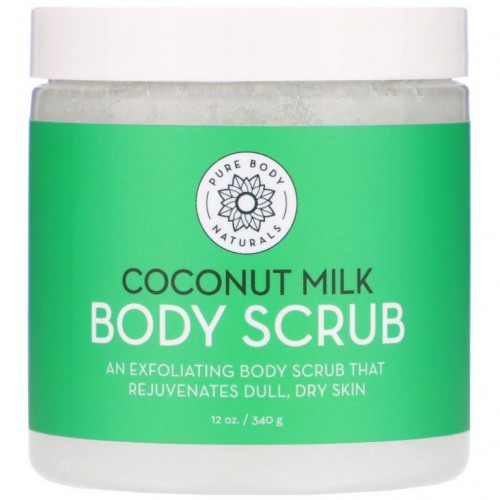 Pure Body Naturals, 코코넛 밀크 바디 스크럽, 340g(12oz)