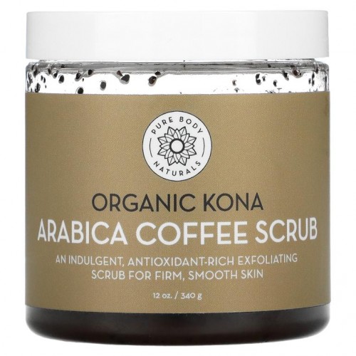 Pure Body Naturals, 유기농 코나 아라비카 커피 스크럽, 340g(12oz)