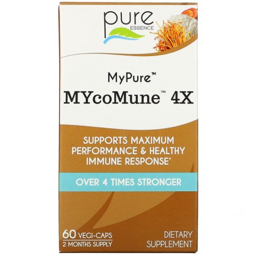 Pure Essence, 마이퓨어, MYcoMune 4X, 60 식물성 캡슐