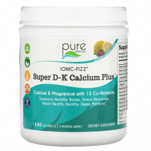 Pure Essence, Ionic-Fizz, Super D-K Calcium Plus, 라즈베리 레모네이드, 420g(14.82oz)