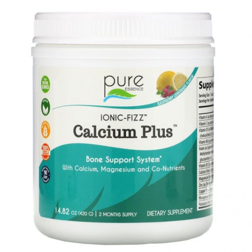 Pure Essence, Ionic-Fizz Calcium Plus, 라즈베리 레모네이드, 420g(14.82oz)