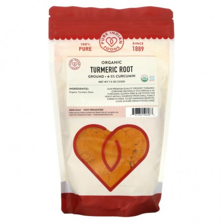 Pure Indian Foods, 유기농 울금 뿌리, 분말, 212g(7.5oz)