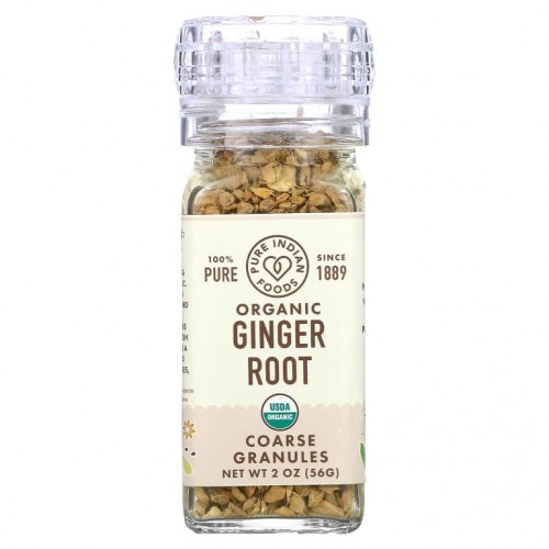 Pure Indian Foods, 유기농 생강 뿌리, 굵은 입자, 56g(2oz)