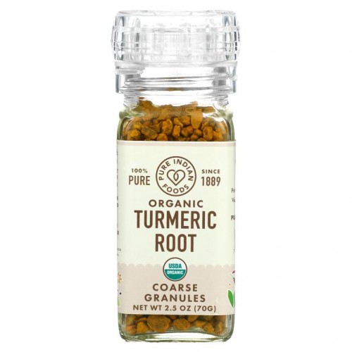 Pure Indian Foods, 유기농 강황 뿌리, 굵은 입자, 70g(2.5oz)