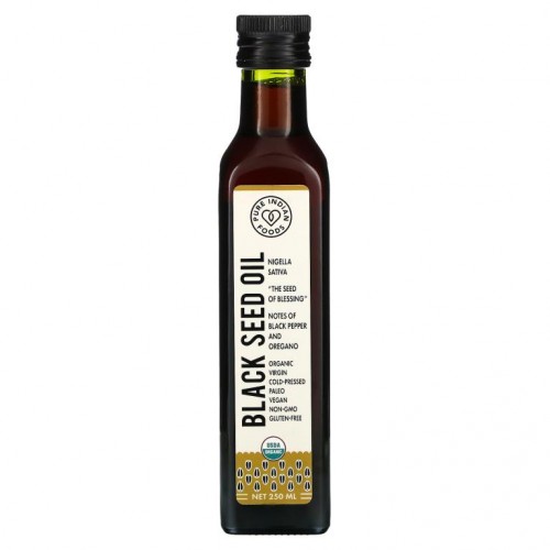 Pure Indian Foods, 유기농 냉압착 버진 블랙씨드오일, 250 ml