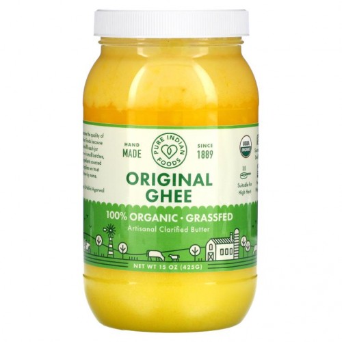 Pure Indian Foods, 100% 유기농 목초 사육 오리지널 기, 425g(15oz)